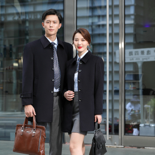 售楼部案场客服秋冬季呢子男大衣双面尼4S店工作服女款毛呢外套