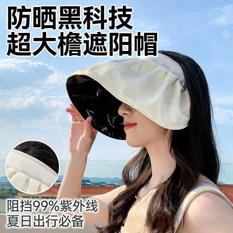 夏季空顶大檐防晒帽显脸小