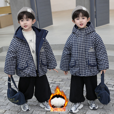 儿童羽绒棉服冬装加厚棉衣外套2025冬季新款韩版帅气棉袄男童衣服
