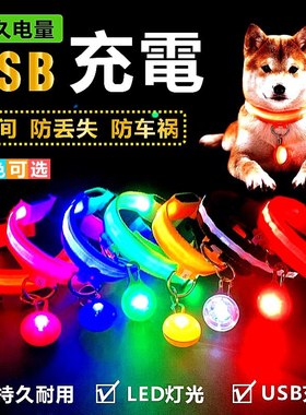 狗狗发光项圈USB充电三种闪灯模式泰迪金毛比熊狗狗闪光夜光项圈