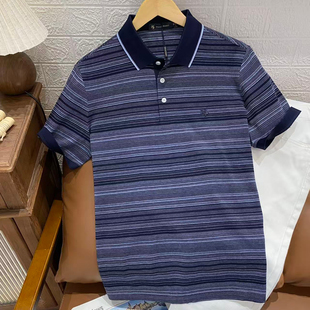 男式翻领短袖 保罗彼得专柜正品条纹简约纯棉上衣舒适THDB41250