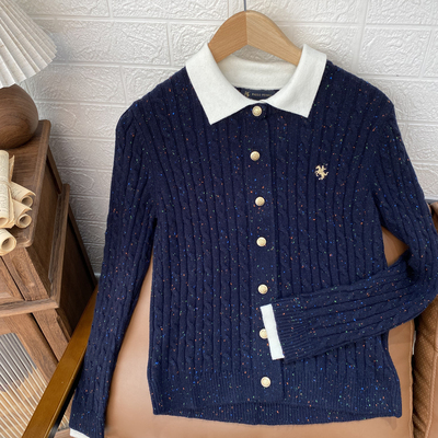 女士针织POLO开衫软糯亲肤舒适