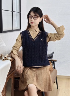 保罗彼得专柜正品女士鸡心领针织背心彩点纱温暖舒适UKECZ00271