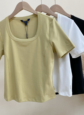 保罗彼得夏新款女式T恤方领莱赛尔透气棉显瘦短袖多色 BWFBT00411