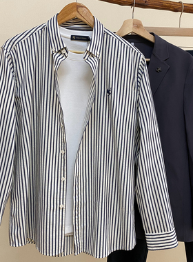 男式条纹衬衫休闲商务长袖衬衣保罗彼得商场同款春新款YWFAC00460