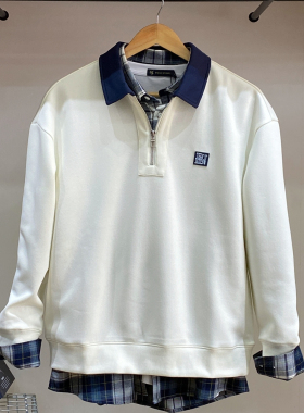 保罗彼得专柜正品 男士长袖翻领卫衣 简约百搭 时尚TBECT00130