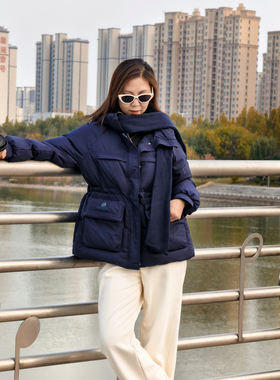 羽绒服女士保罗彼得专柜正品可拆卸围巾帽2025冬季新款WWEDR00371