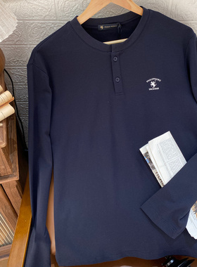 男士长袖T恤 保罗彼得专柜正品亨利领纯色简约TBFAT01011