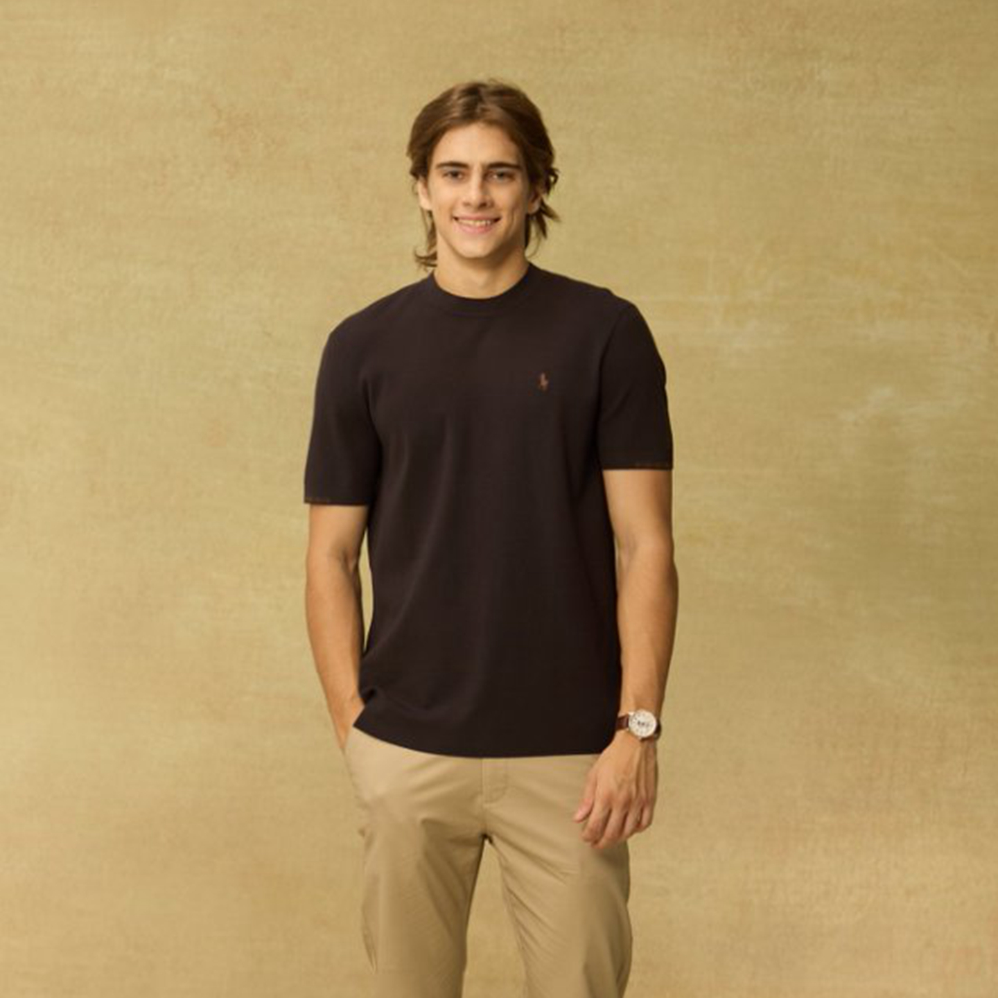 DIV.POLO 男式圆领针织衫 短袖T恤 刺绣马标 舒适柔软 RA1843434