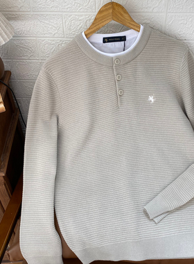 保罗彼得在专柜正品新款男士针织假两件一款双色圆领DTECZ00821