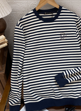 保罗彼得专柜正品 秋新款TBDC49270男士圆领条纹长袖卫衣休闲宽松