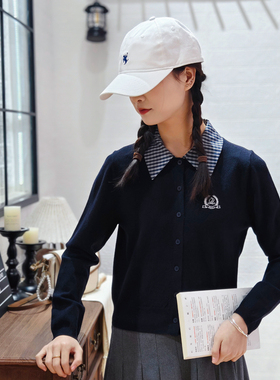 保罗彼得2025春装新款女士翻领针织衫 学院风 减龄时尚UKEA49600