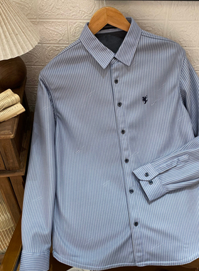 保罗彼得专柜正品男士加绒长袖衬衫条纹简约时尚保暖MMEDC00170