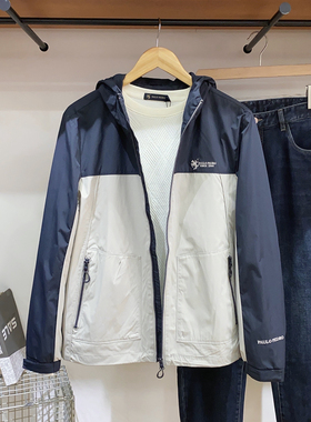 保罗彼得2025专柜春装新款男士连帽夹克拼接款 简约时尚NTEA76511