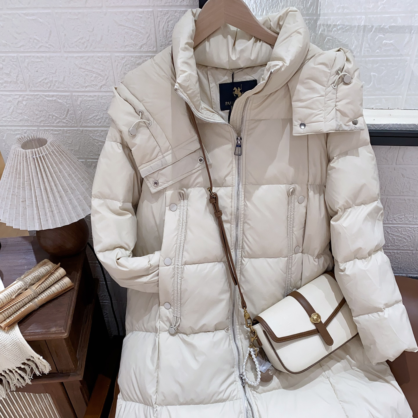 羽绒服高充绒量鹅绒 保罗彼得专柜同款长款连帽90鹅绒AFDD76631