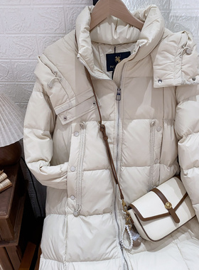 羽绒服高充绒量鹅绒 保罗彼得专柜同款长款连帽90鹅绒AFDD76631