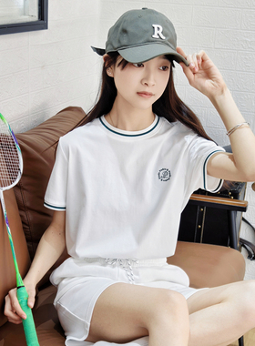 保罗彼得专柜女士夏季短袖圆领T恤搭配短裤简约舒适百搭BWEB44260