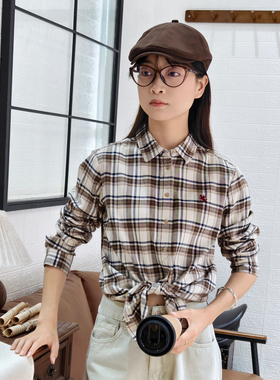 保罗彼得 专柜正品女士翻领长袖衬衫格子时尚洋气 经典CBECC00320