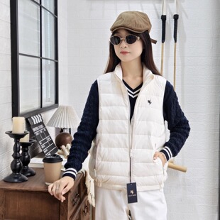 保罗彼得专柜正品女装羽绒背心马甲外套 立领白色SKDD76641