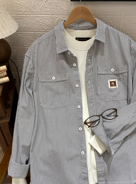 保罗彼得专柜正品男士翻领条纹衬衫经典时尚百搭可外穿CKECC00140