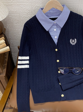 保罗彼得专柜正品新款女士假两件针织衫商务休闲学院风UKECZ00202