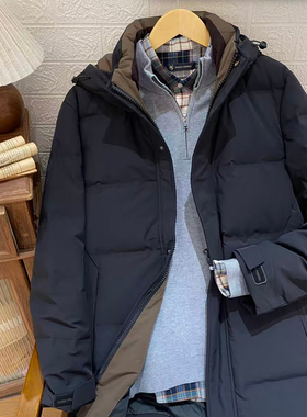 保罗彼得专柜正品男士连帽羽绒服2025秋季新款中长款XZED76280