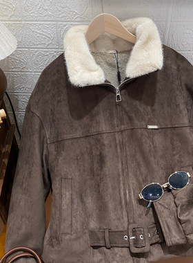 保罗彼得专柜同款25年爆款复古翻领拼接毛绒短外套保暖QBEDU00590