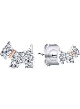 法兰西AG瑷嘉沙法兰西小狗耳钉高级法式简约可爱七夕礼物纯银耳饰