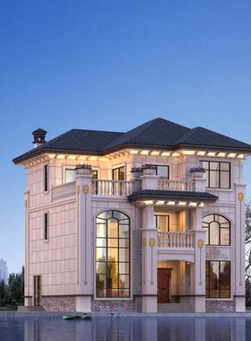 11.46*11.8农村自建房三层欧式别墅旋转楼梯挑空客厅设计全套图纸