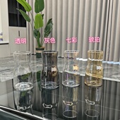 轻奢风ins风玻璃小花瓶透明插花水培绿萝风信子桌面摆件花器批发
