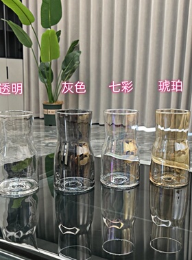 轻奢风ins风玻璃小花瓶透明插花水培绿萝风信子桌面摆件花器批发