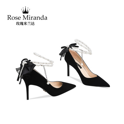 玫瑰米兰达RoseMiranda高跟鞋黑色气质职场百搭尖头单鞋女