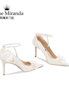 玫瑰米兰达RoseMiranda纪念时刻高跟鞋金色细跟单鞋宴会婚礼婚鞋