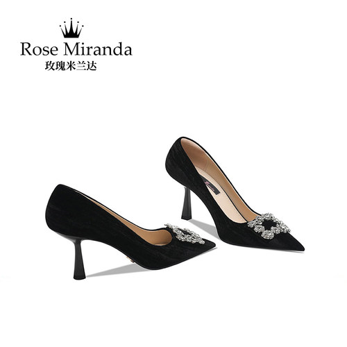玫瑰米兰达RoseMiranda纪念时刻高跟鞋秋冬水钻女鞋气质细跟单鞋