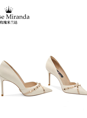 玫瑰米兰达RoseMiranda纪念时刻高跟鞋铆钉气质一脚蹬时装单鞋