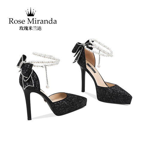 玫瑰米兰达RoseMiranda高跟鞋黑色百搭厚底鞋防水台凉鞋女