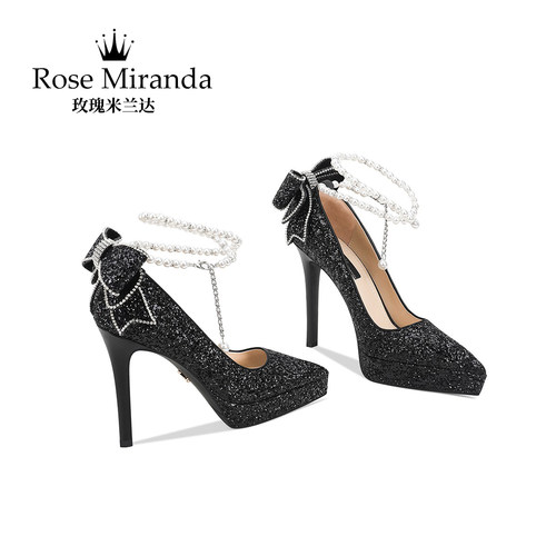 玫瑰米兰达RoseMiranda纪念时刻高跟鞋防水台厚底一字带细跟单鞋