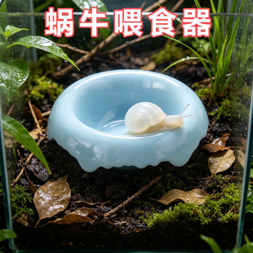 蜗牛专用喂食器雪糕陶瓷宠物碗防打翻喂食盆粮食水碗蜥蜴爬宠用