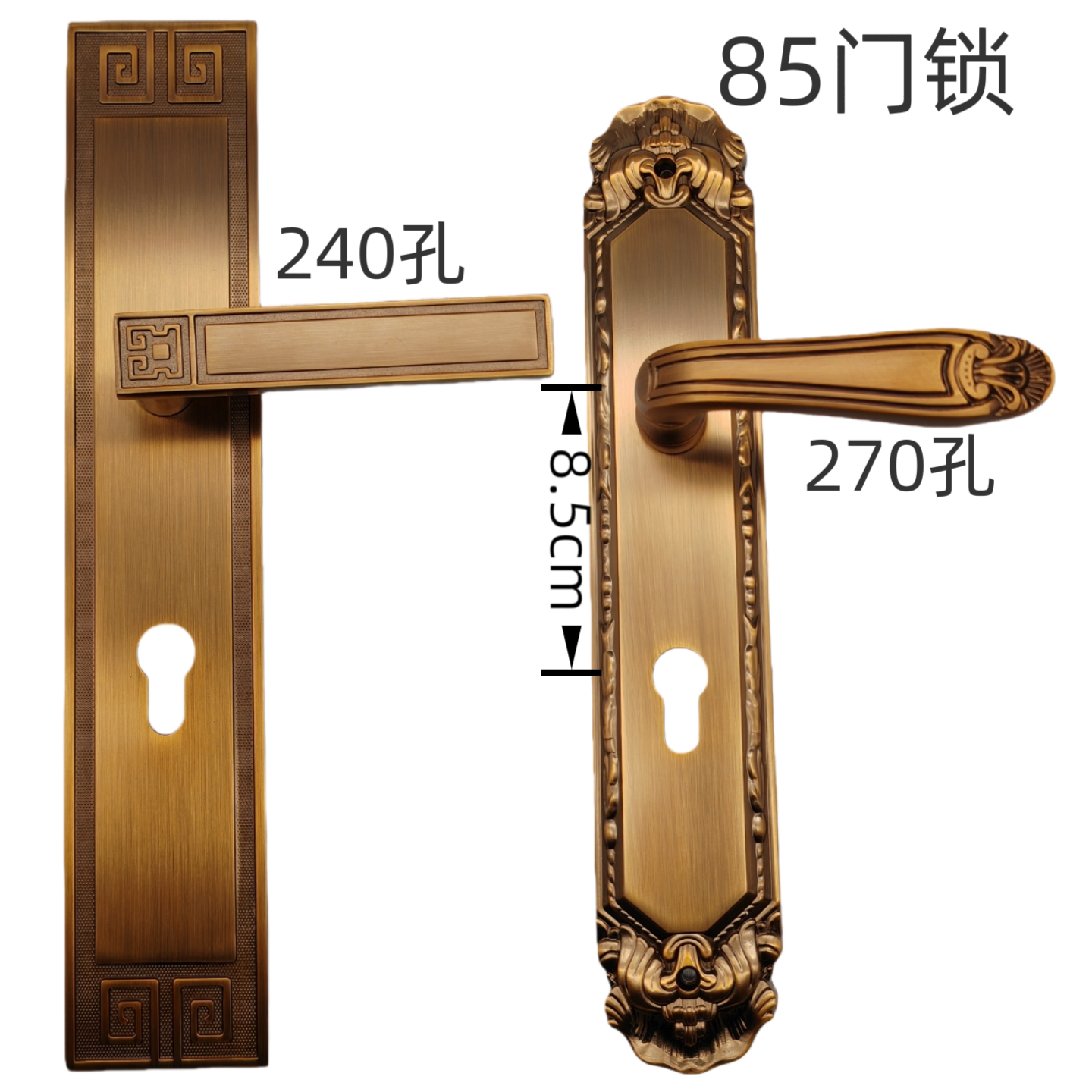 中式仿古大门锁黄色欧式85锁体