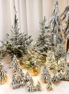 Christmas Flocking PE Mini Desktop Christmas Tree植绒圣诞树