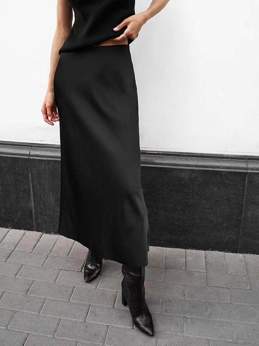 新款欧美风鱼尾裙半身裙高级感A字裙 High waist fishtail skirt
