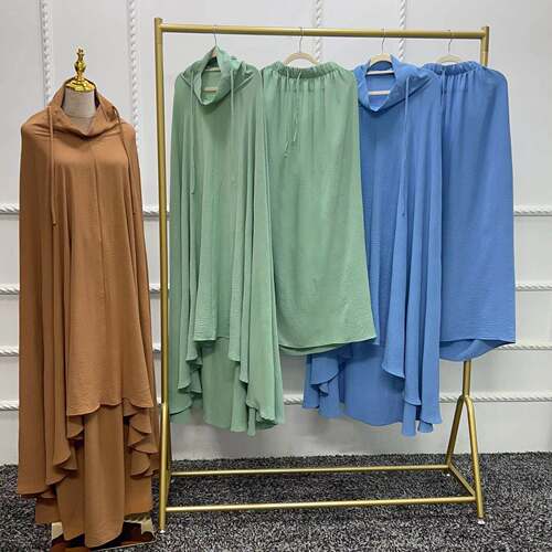 新款民族风上衣半身裙套装Loose solid color top and skirt suit