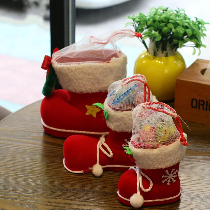 Christmas gift decorated small boots candy box礼物袋圣诞袜