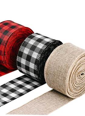 christmas decoration&nbsp;tree Red and black checked ribbon