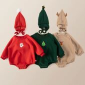 Christmas Toddler Newborn Romper 2023 Thick Baby Winter Infa