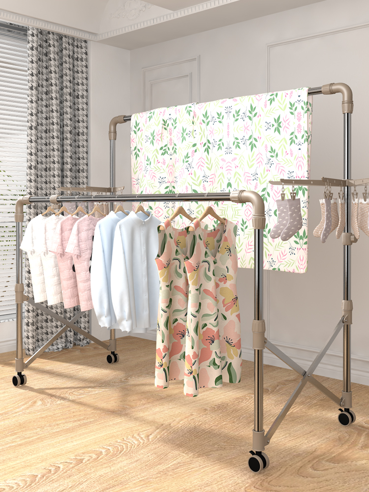 亿加亿置地式不锈钢伸缩晾衣架