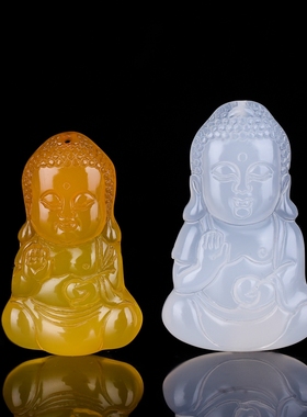 冰种玉髓白色儿童挂件项坠宝宝佛