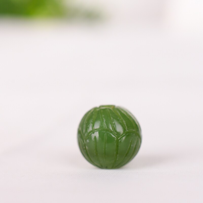 和田玉转运珠菠菜绿diy串珠手颈饰