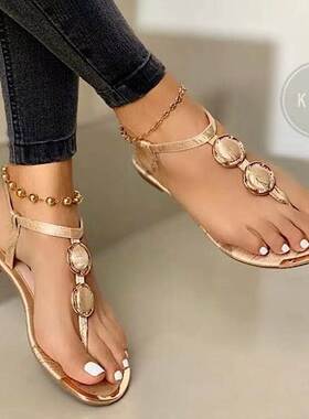 2021 roman women flat sandals big size 43女夹趾平跟大码凉鞋