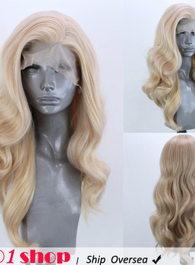 Big wave gold hair wig coslay front lace wig curly 金色假发